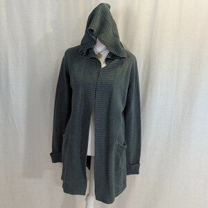 Tahari Size Small Dark Teal Hooded Open Cardigan